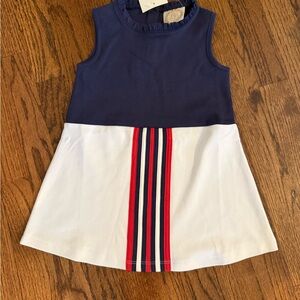 Lizzie’s pleasure dress - Navy and White Sleeveless Dress with Stripes